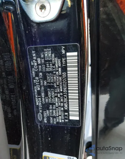 2022 Hyundai Tucson Blue from USA, damaged, VIN KM8JBCA18NU020788